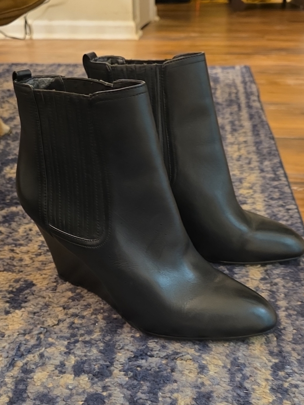 Sam Edelman Black Leather Wedge Ankle Booties